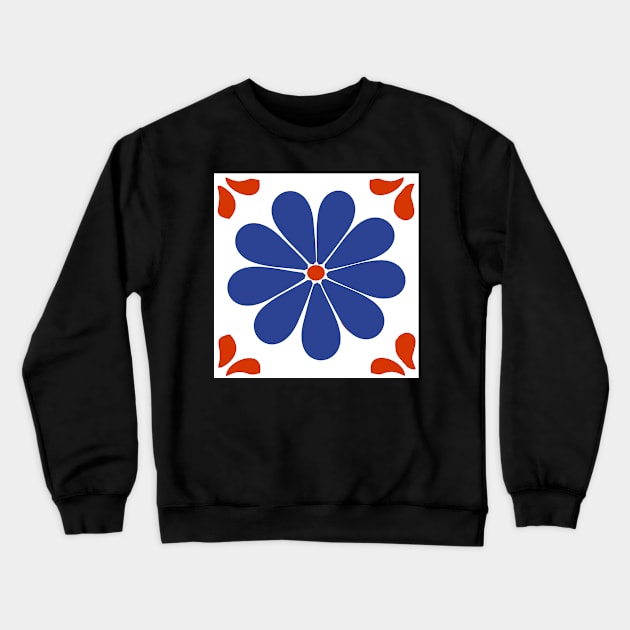 Talavera Blue Daisy Crewneck Sweatshirt by jgeiger714